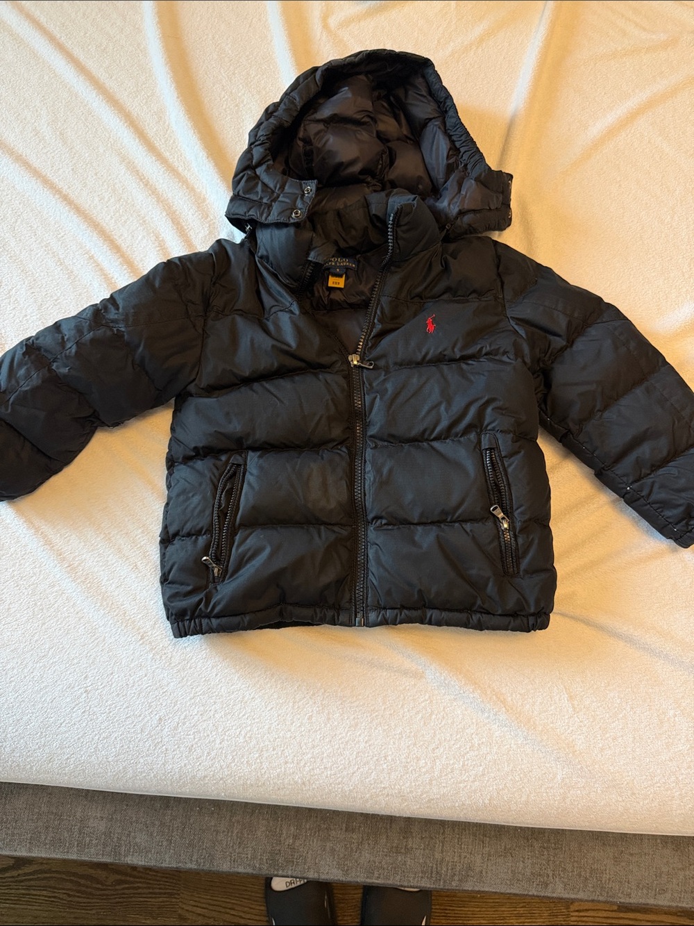Ralph Lauren Black Quilted Kids Puffer Jacket with Hood